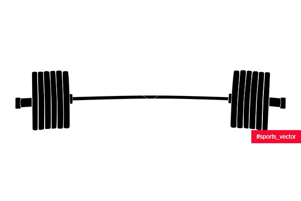 600x400 Sport Barbell With Plates For Powerlifting Black Silhouette