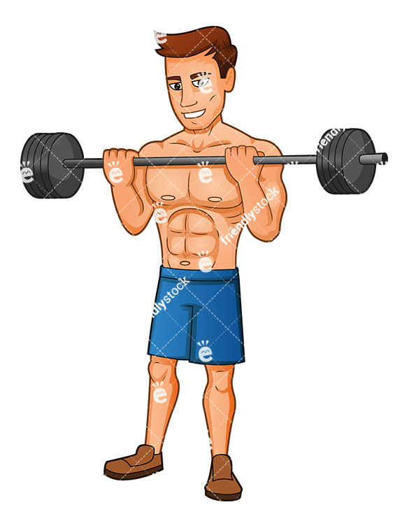 585x755 Muscular Man Doing Weightlifting With A Barbell