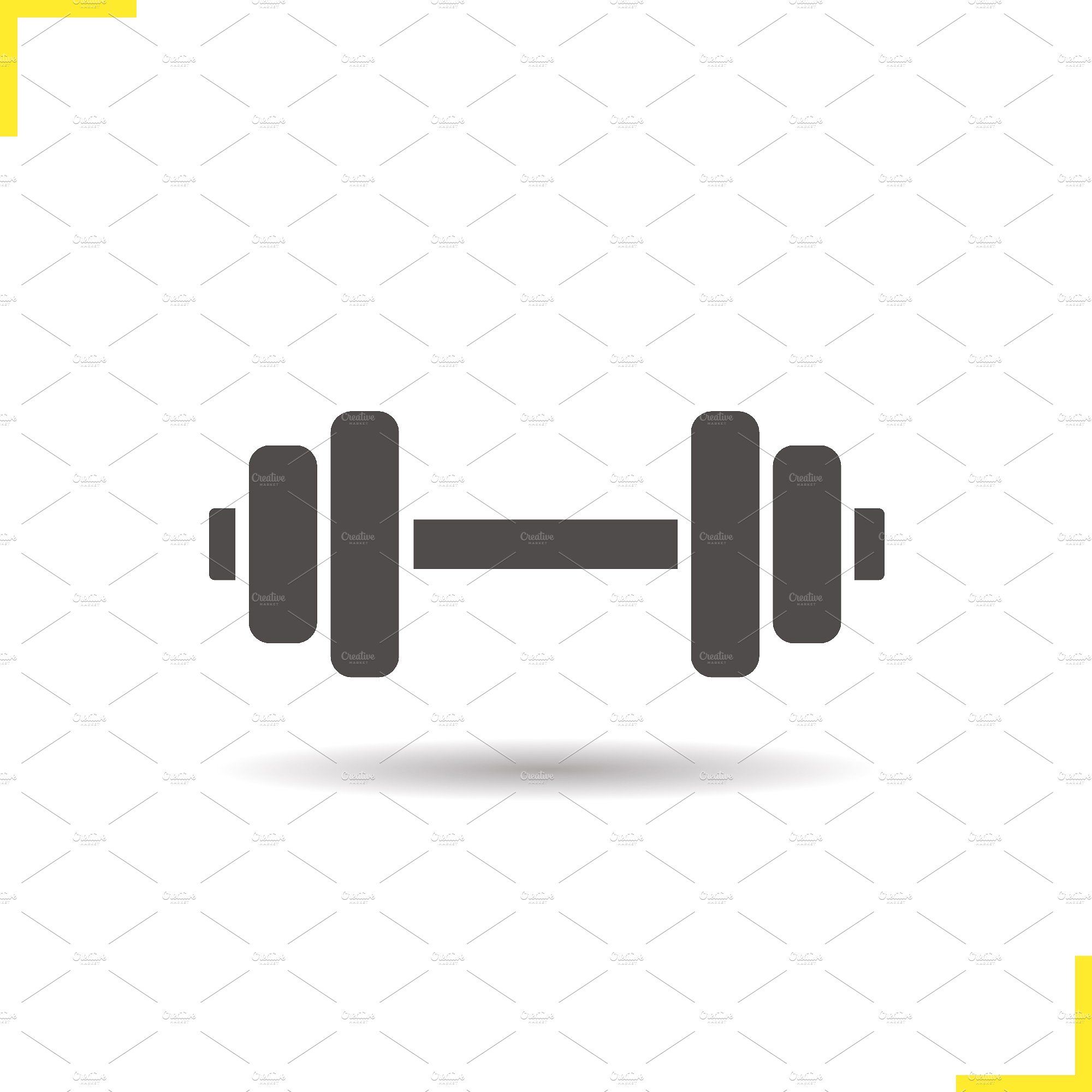 2000x2000 Dumbbell Drop Shadow Icon Isolated Vector Illustration Gym