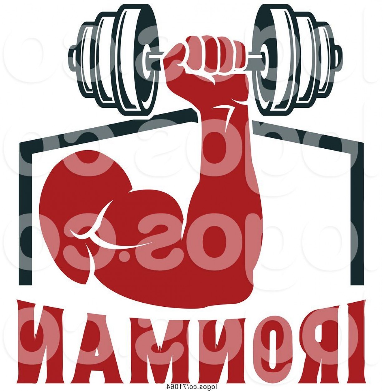 1228x1252 Logo Of Bodybuilders Arm Working Out With A Dumbbell Over Ironman
