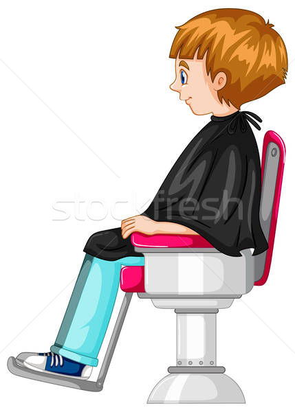 429x600 Little Boy Sits On Barber Chair Vector Illustration Matthew Cole