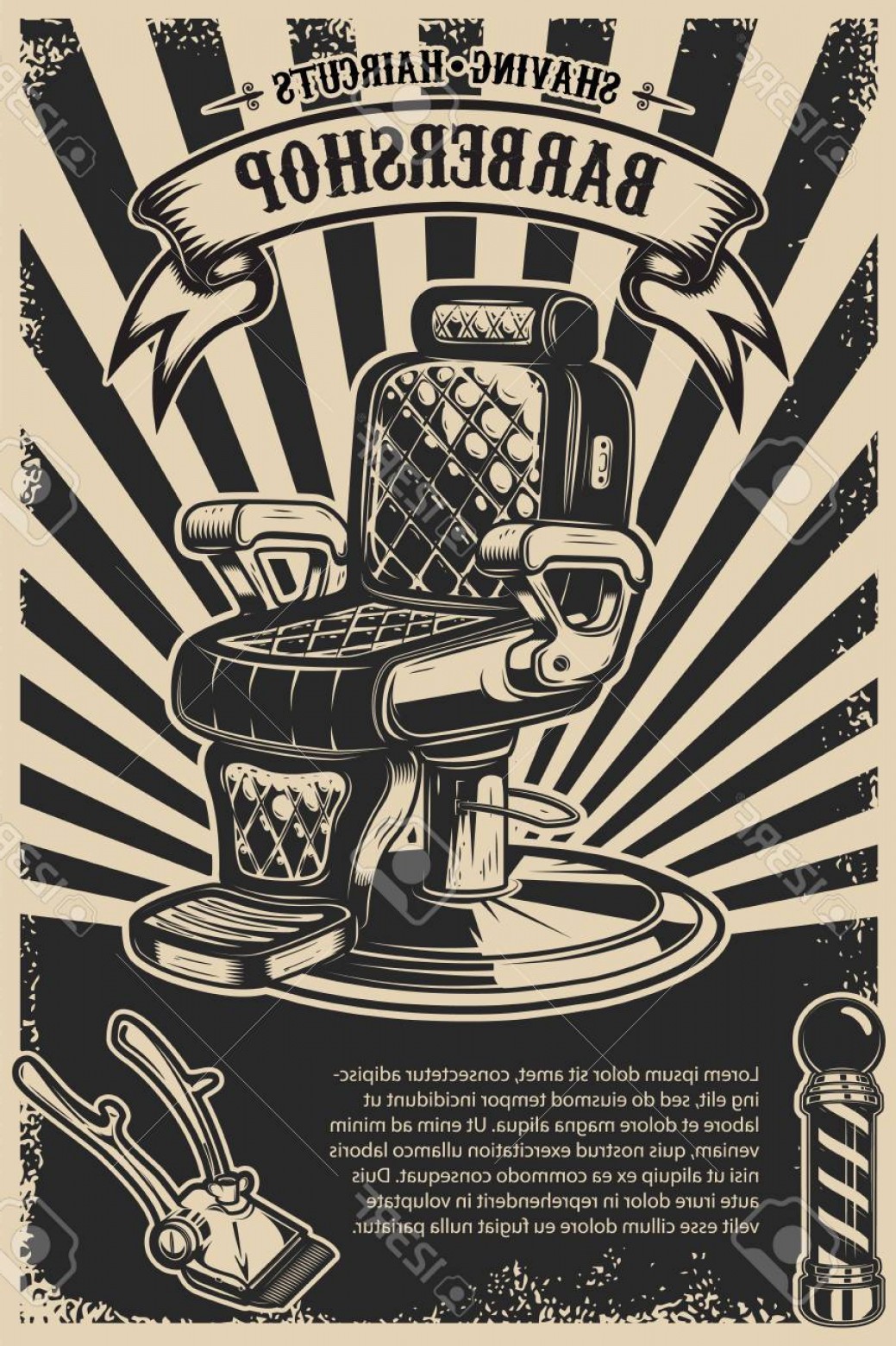 1039x1560 Photostock Vector Barber Shop Poster Template Barber Chair