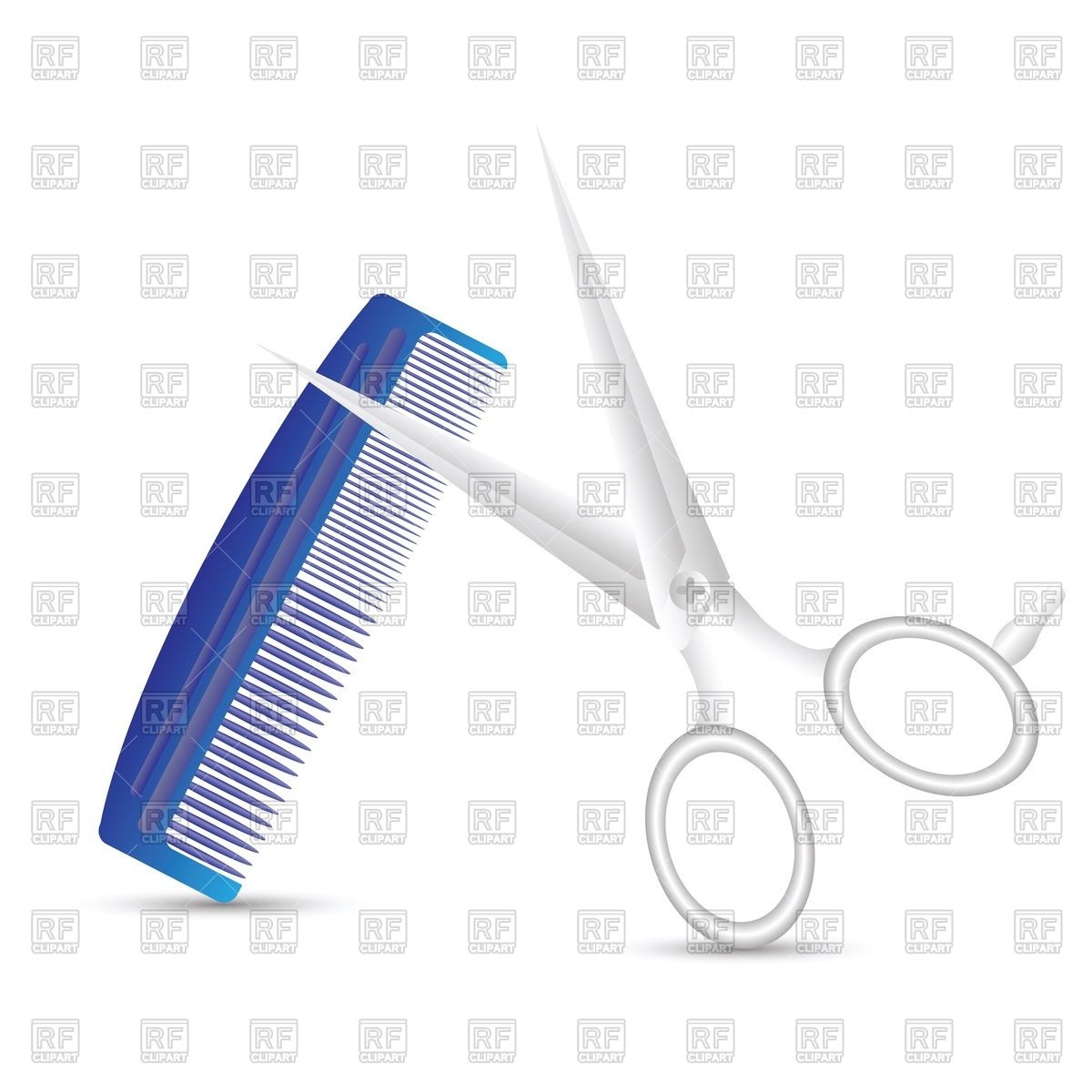 1200x1200 Barber Scissors And Blue Comb Vector Image Of Beauty, Fashion