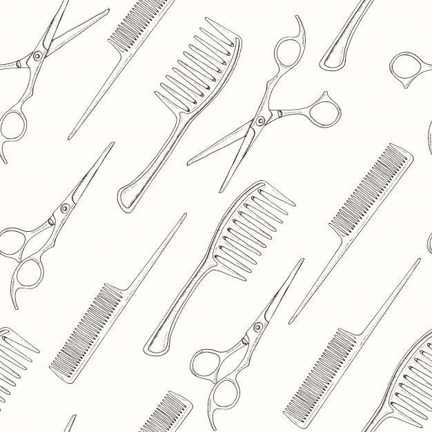 626x626 Barber Shop Seamless Pattern With Doodle Hand Drawn Scissors, Comb