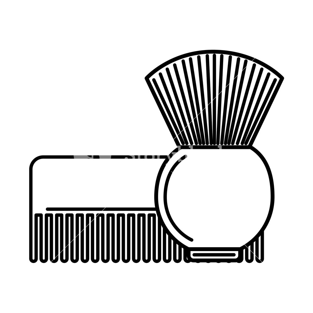 1000x1000 Barber Shop Comb And Brush Vector Illustration Royalty Free Stock