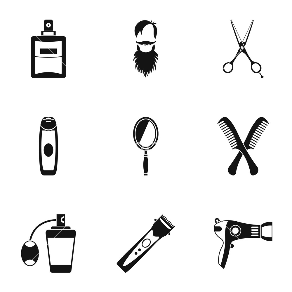 Barber Icons Set Simple Illustration Of Barber Vector Icons 1000x1000 Barber Icons Set Simple Illustration Of Barber Vector Icons