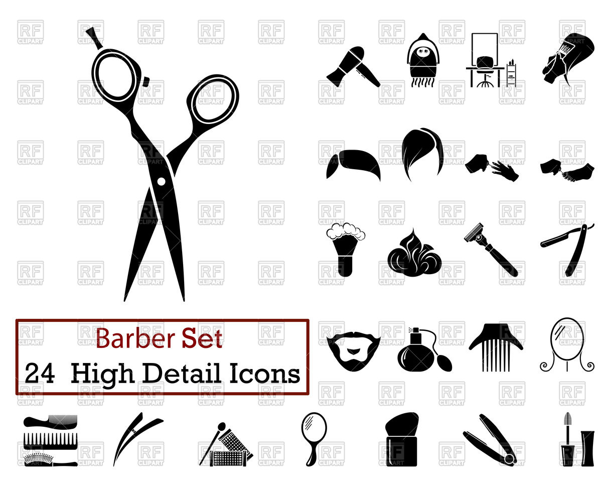 Set Of Barber Icon In Black Color Vector Image Of Signs, Symbols 1200x960 Set Of Barber Icon In Black Color Vector Image Of Signs, Symbols