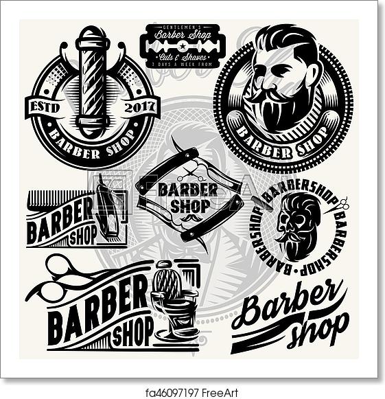 561x581 Free Art Print Of Set Of Templates For Barbershop Barbershop Logo