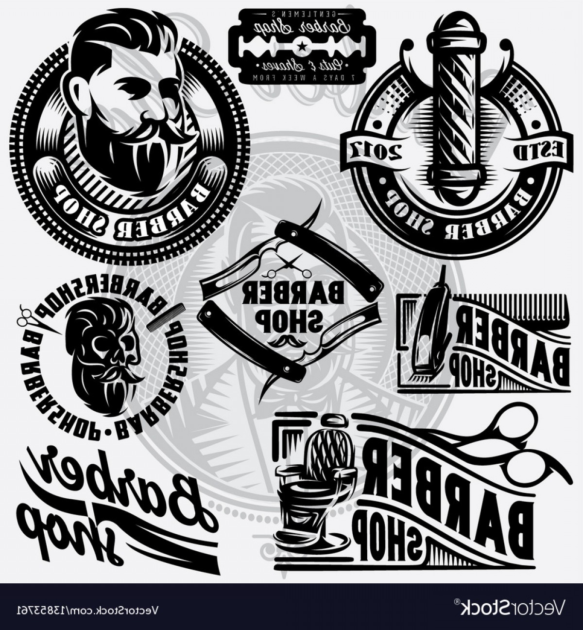 1200x1296 Set Of Templates For Barbershop Barbershop Logo Vector Soidergi