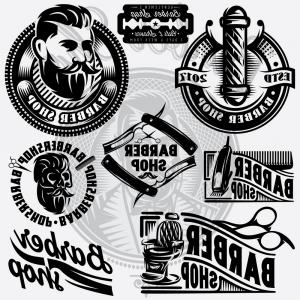 300x300 Vintage Hipster Barbershop Logo Vector Soidergi
