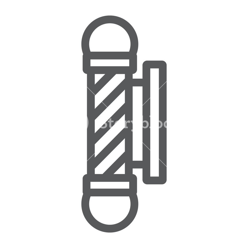 1000x1000 Barber Pole Line Icon, Salon And Sign, Barber Shop Sign, Vector