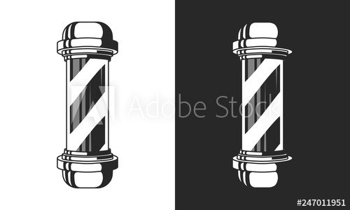 500x300 Vintage Glass Barbershop Pole Isolated On White And Black