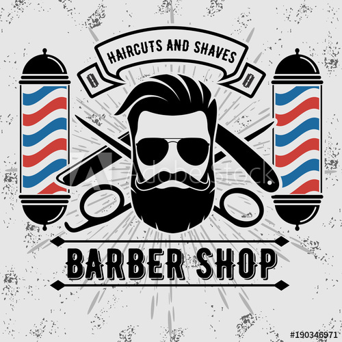 Barbershop Logo With Barber Pole In Vintage Style Vector Template 500x500 Barbershop Logo With Barber Pole In Vintage Style Vector Template