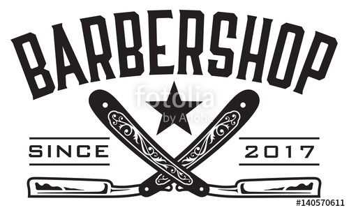 500x301 Barbershop Logo Vector Design Barbershop Emblem With Crossed