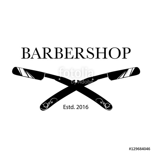 500x500 Logo For Barbershop, Hair Salon With Barber Razor Blades Vector