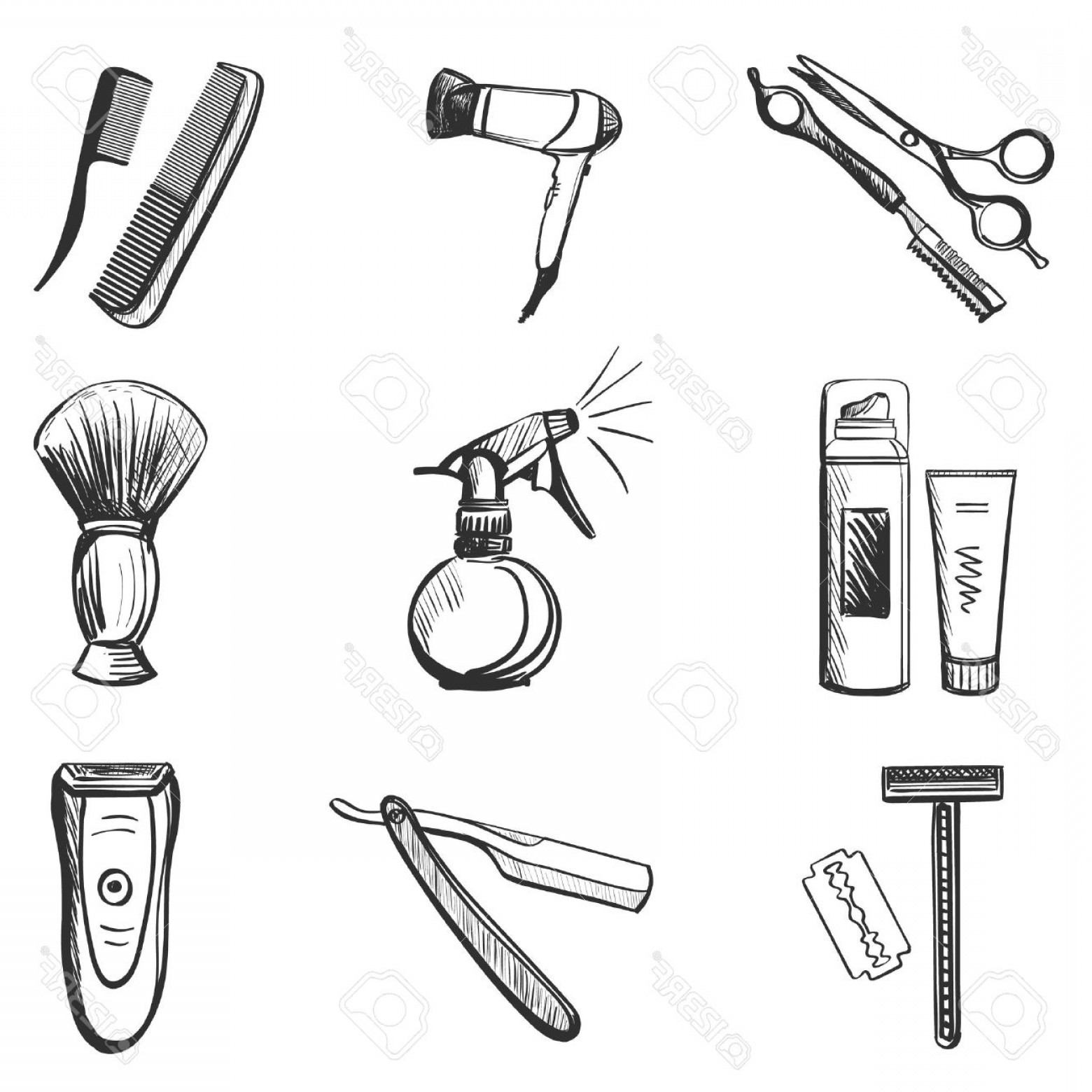 1560x1560 Photostock Vector Barber And Hairdresser Related Icons Set
