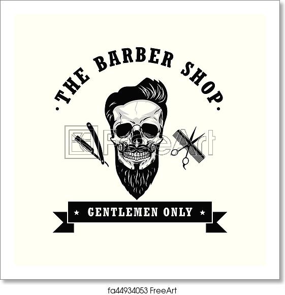 Free Art Print Of Skull Vintage Barber Shop Logo Design Template 561x581 Free Art Print Of Skull Vintage Barber Shop Logo Design Template