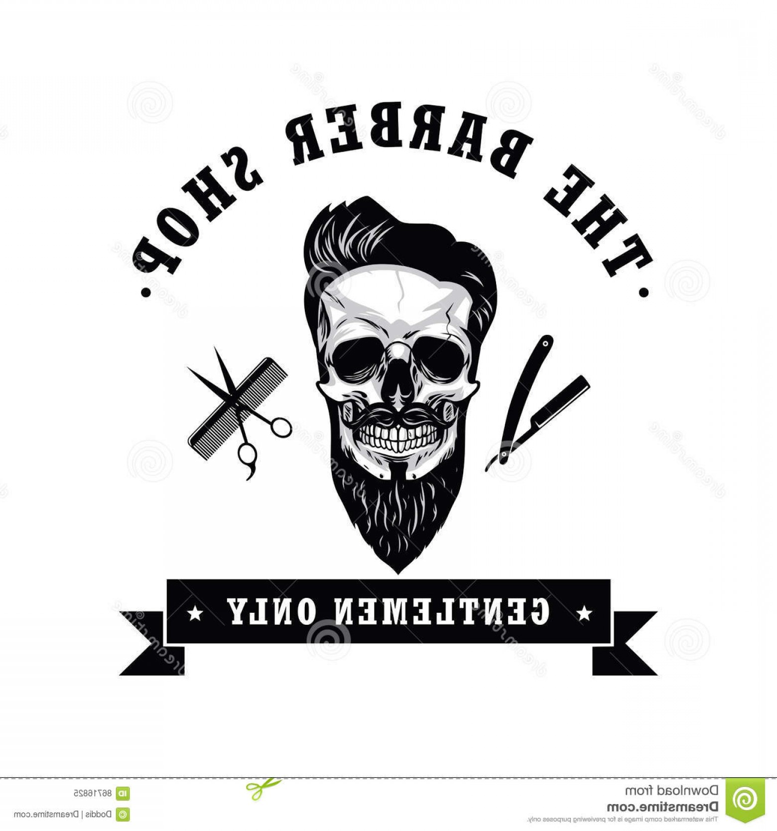 Stock Illustration Skull Vintage Barber Shop Logo Design Template 1560x1668 Stock Illustration Skull Vintage Barber Shop Logo Design Template