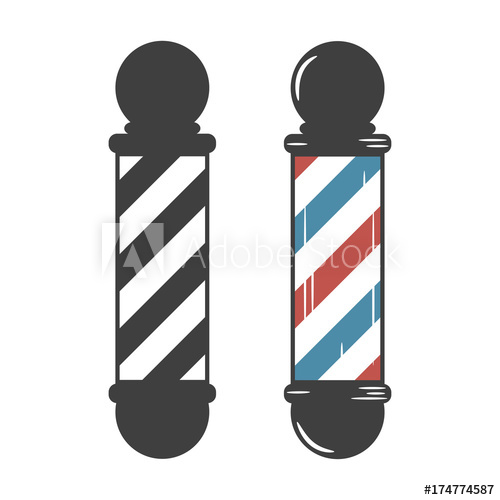 500x500 Barber Shop Pole Vintage Set Vector Illustration