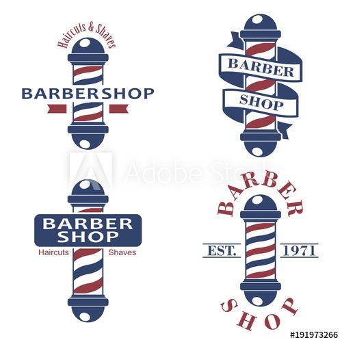 500x500 Barber Shop Poles Set Hairdressing Saloon Icons Isolated On White