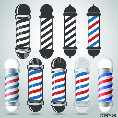 500x500 Set Of Old Fashioned Vintage Glass Barber Shop Poles With Stripes