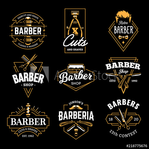 500x500 Barber Shop Vector Retro Emblems