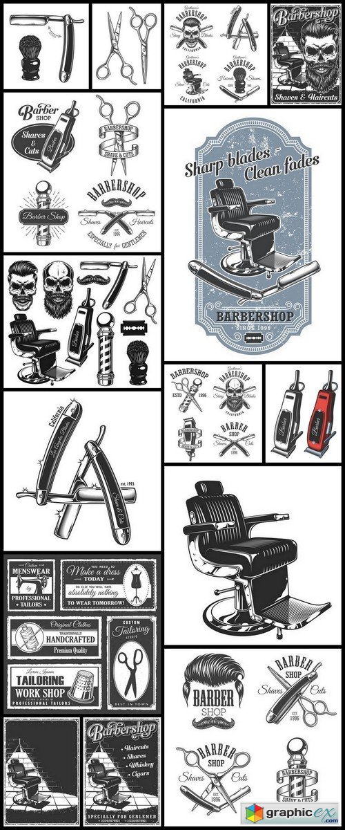 500x1200 Barber Shop Vector
