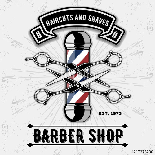 500x500 Barber Shop Vector Vintage Label, Badge, Or Emblem On Gray