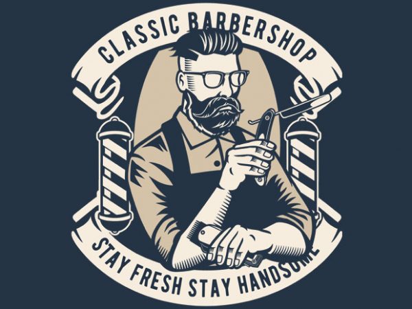 600x450 Classic Barber Shop T Shirt Vector