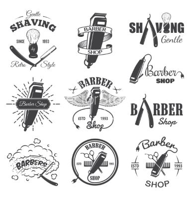380x400 Second Set Of Vintage Barber Shop Emblems Vector