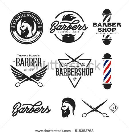 450x470 Barber Shop Badges Set Barbers Hand Lettering Design Elements