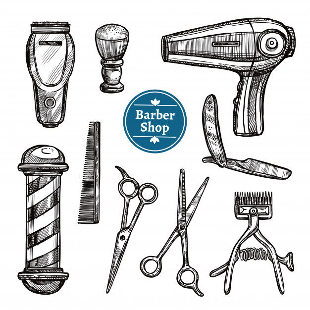 626x626 Barber Shop Set Doodle Sketch Icons Vector Free Download
