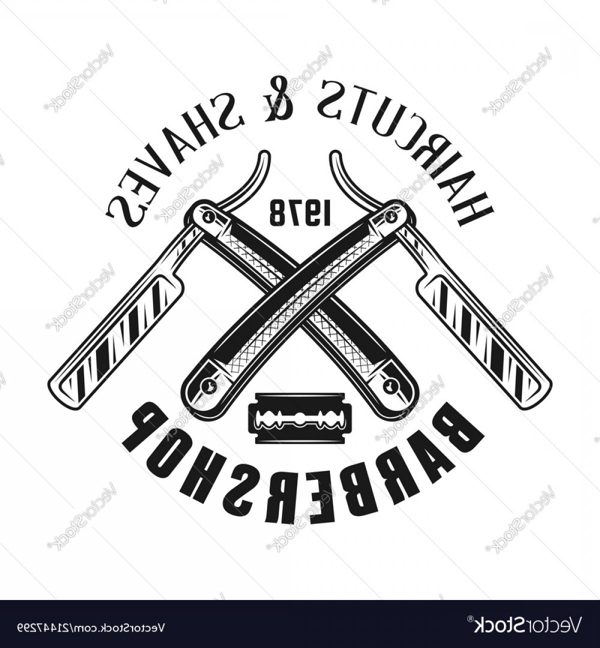 Barbershop Emblem With Two Crossed Straight Razors Vector 1200x1296 Barbershop Emblem With Two Crossed Straight Razors Vector