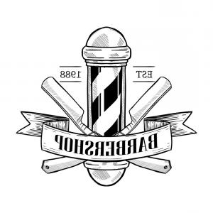 300x300 Barbershop Logo With Dangerous Razor Vector Catchsplace