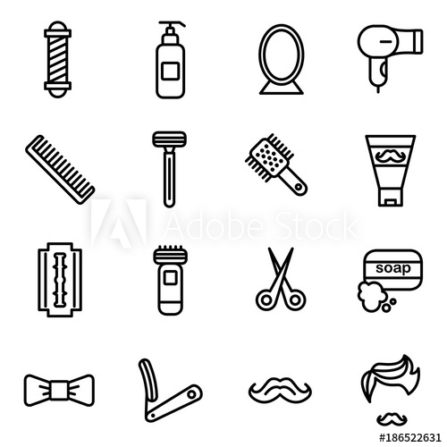 500x500 Barber Shop And Shave Shop Vector Icons Barber Tools, Supplies