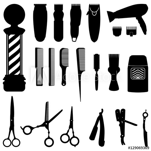 500x500 Hairdressing And Barber Shop Tools Silhouette Collection