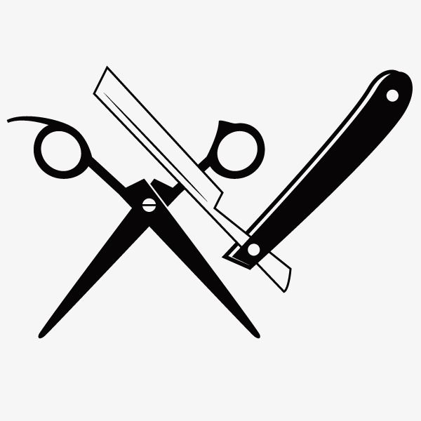 600x600 Vector Barber Tools, Hand Painted Barber Tools, Scissors, Razor