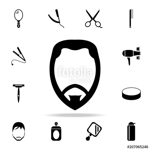 500x500 Face With Beard Icon Detailed Set Of Barber Tools Premium