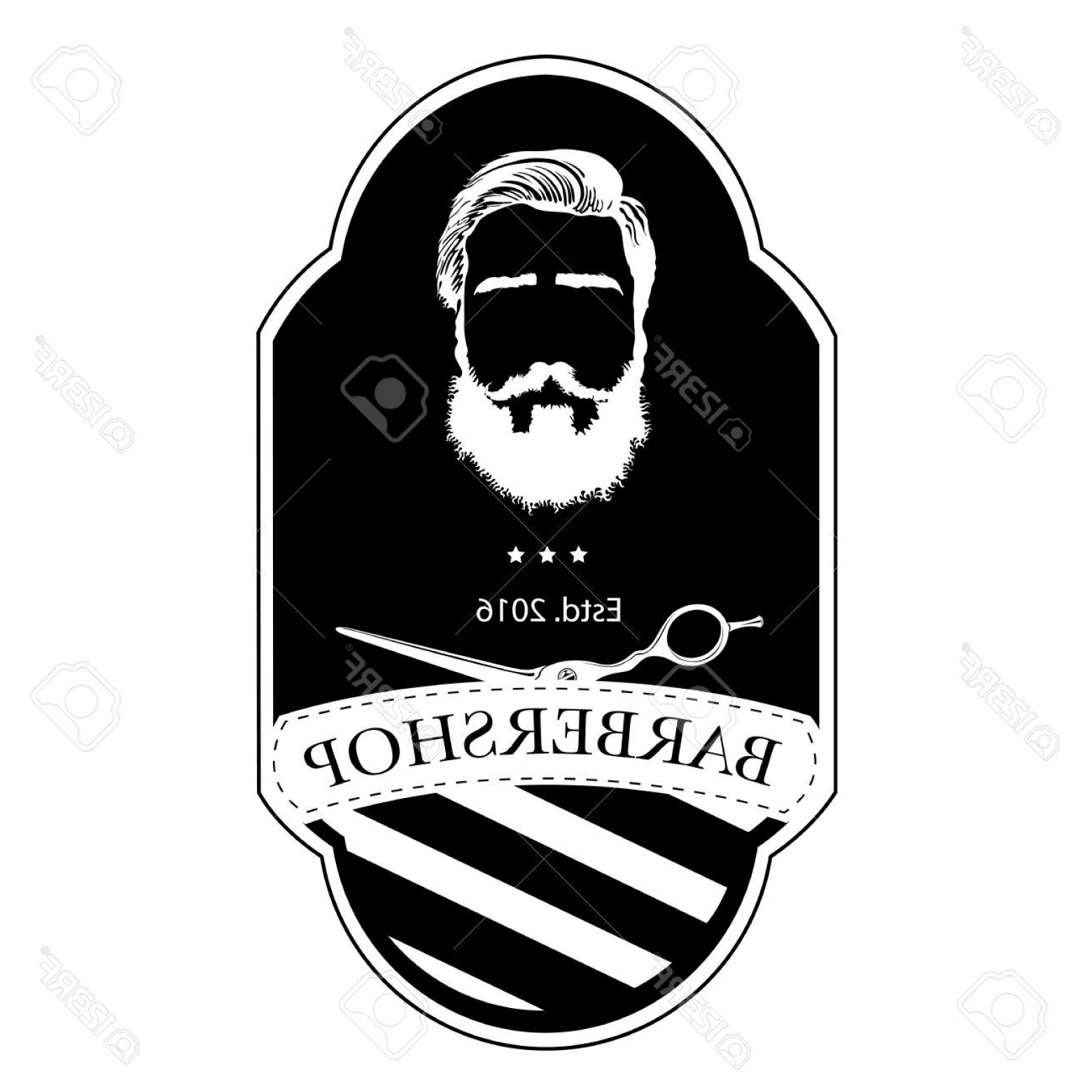 1560x1560 Photostock Vector Logo For Barbershop Hair Salon With Hipster Head