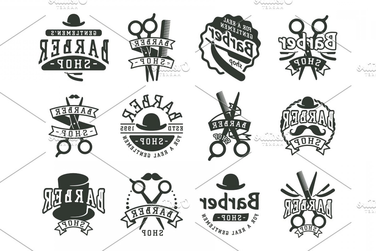 1440x960 Vintage Barber Vector Logo Retro Style Haircutter Typography