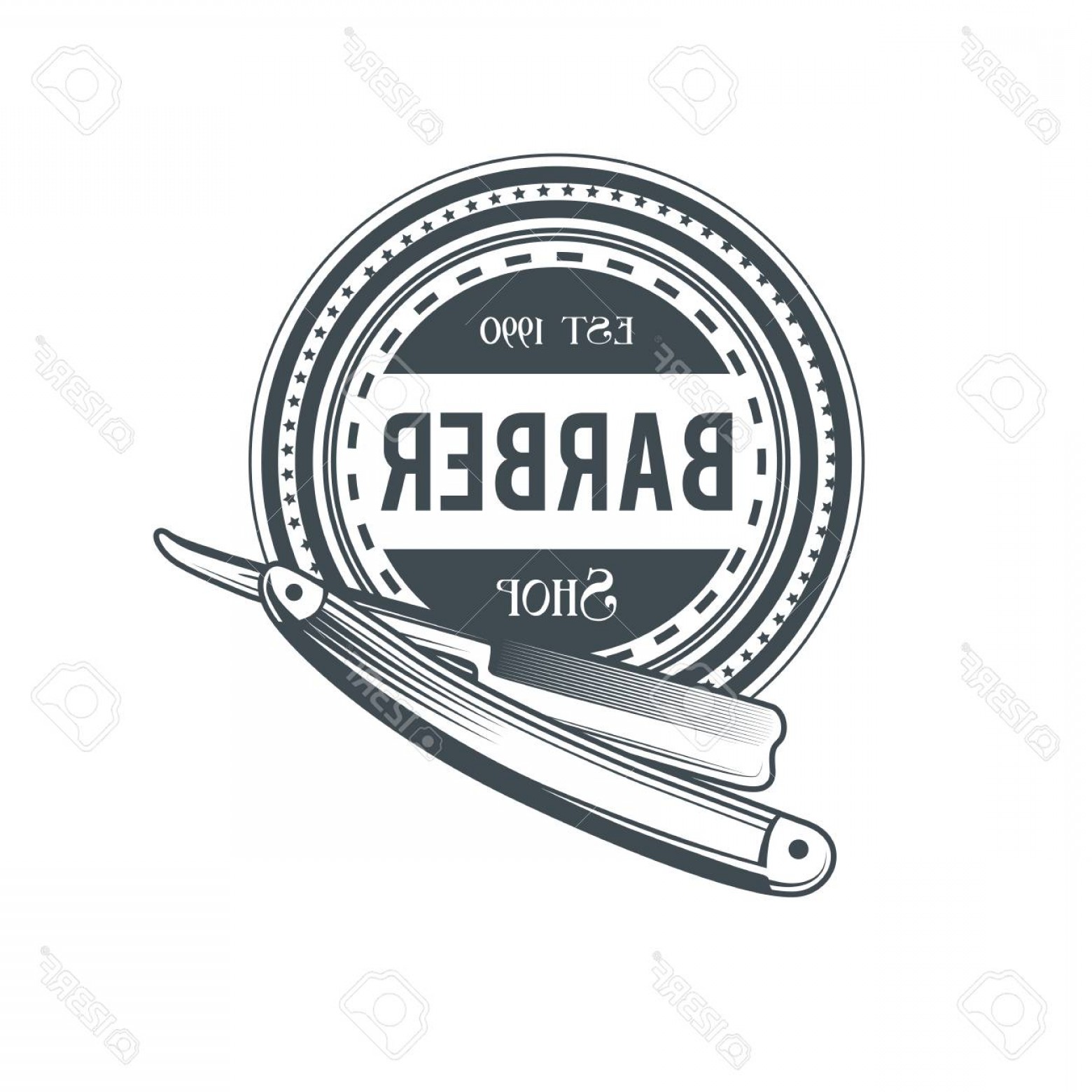 1560x1560 Photostock Vector Barber Shop With Razor Blade Design Vector