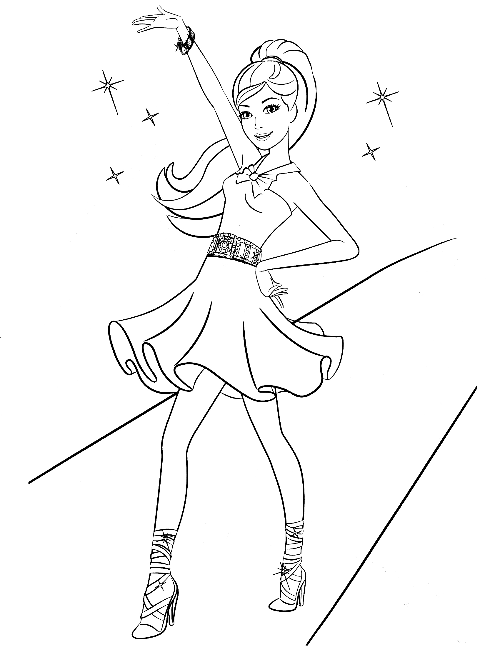 1700x2200 Cartoon Coloring Pages Easy Barbie Youtube Vector Free Print