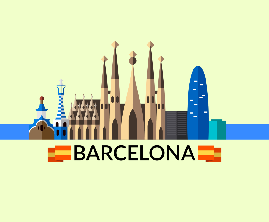 1136x936 Flat Barcelona Landscape Vector Vector Art Graphics