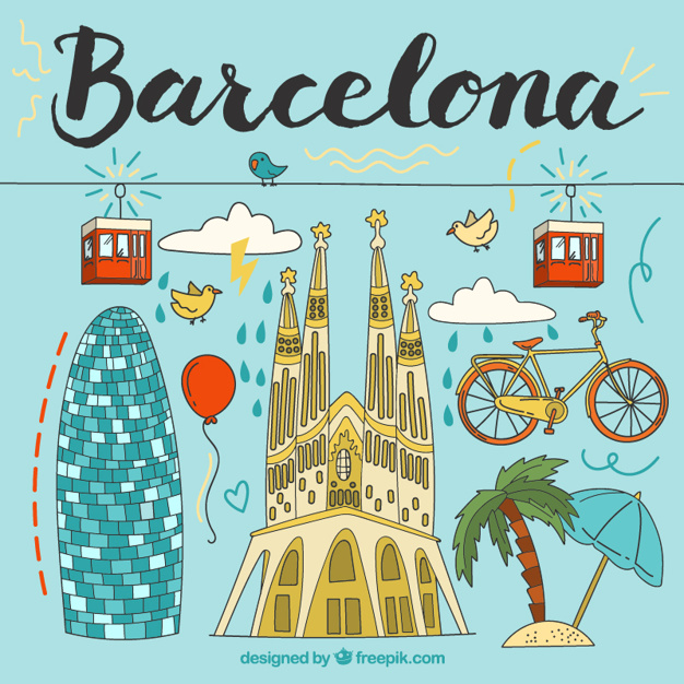 626x626 Illustrated Barcelona Elements Vector Premium Download