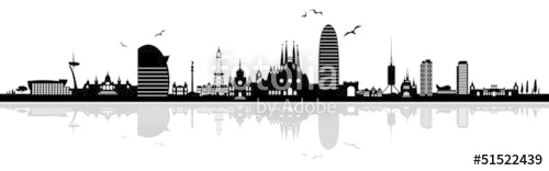 500x156 Urban Skyline Of Barcelona Stock Image And Royalty Free Vector