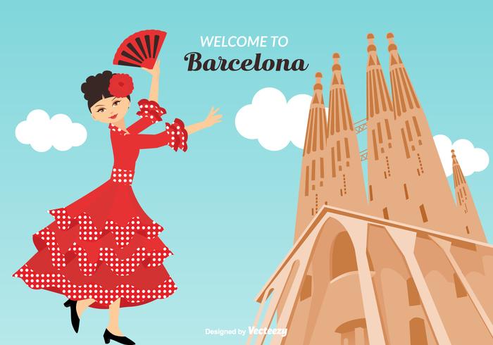 700x490 Welcome To Barcelona Vector Illustration