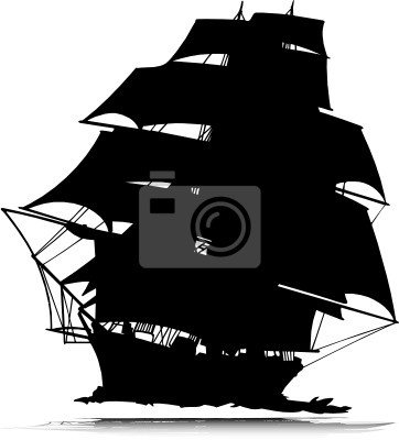 362x400 Barco Pirata De Uno Siluetas Vector Fotomural Fotomurales