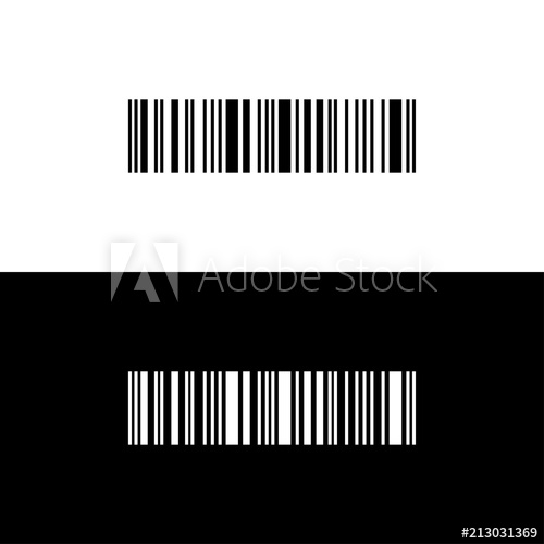 500x500 Barcode Vector Icon On White And Black Background