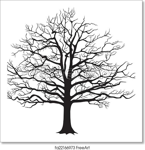 561x581 Free Art Print Of Black Silhouette Bare Tree Vector Illustration