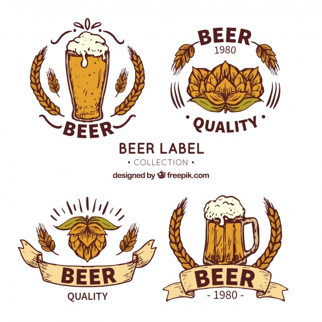 626x626 Decorative Beer Labels In Hand Drawn Style Vector Free Download